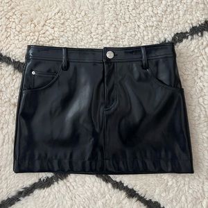 STAUD vegan patent leather mini skirt